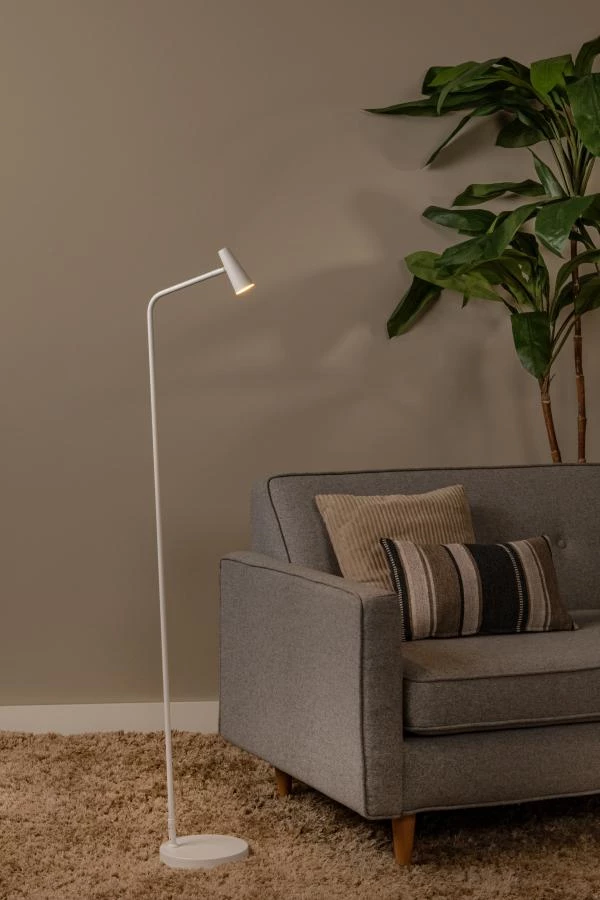 Lucide STIRLING - Oplaadbare Vloerlamp - Accu/Batterij - LED 3 StepDim - 1x3W 2700K - Wit - sfeer 1